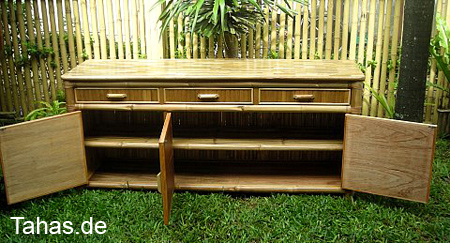 Bambusschrank mit Bambusparkett & 3 Türen - Tahas®