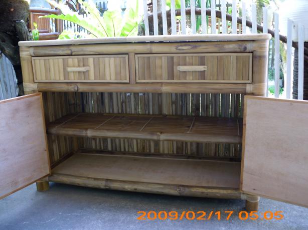 Bambus Wandschrank mit 2 Türen & Schubladen - Tahas®